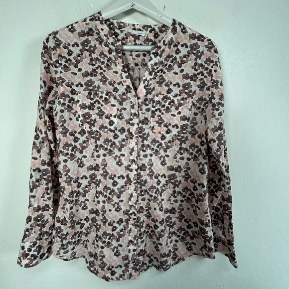 Carve Designs Abstract Print Button-Down Shirt Small Brown Organic Cotton NWOT - Picture 1 of 7
